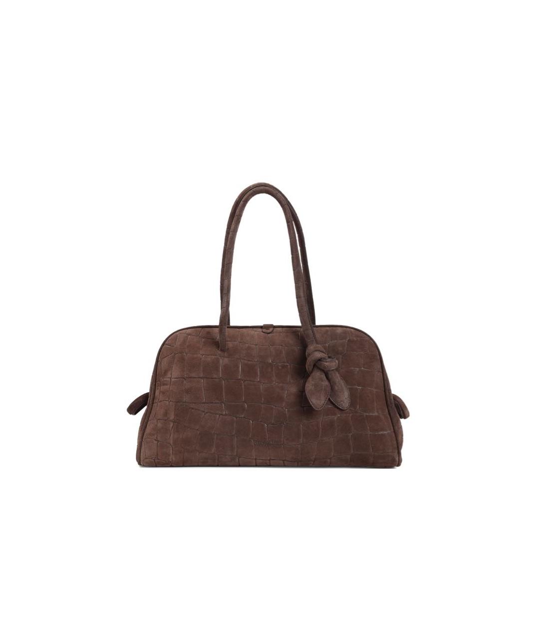 JACQUEMUS Коричневая замшевая сумка с короткими ручками, фото 5