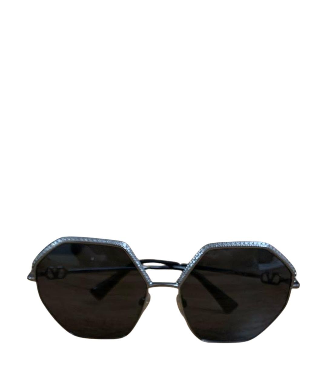 VALENTINO Антрацитовые металлические солнцезащитные очки, фото 1