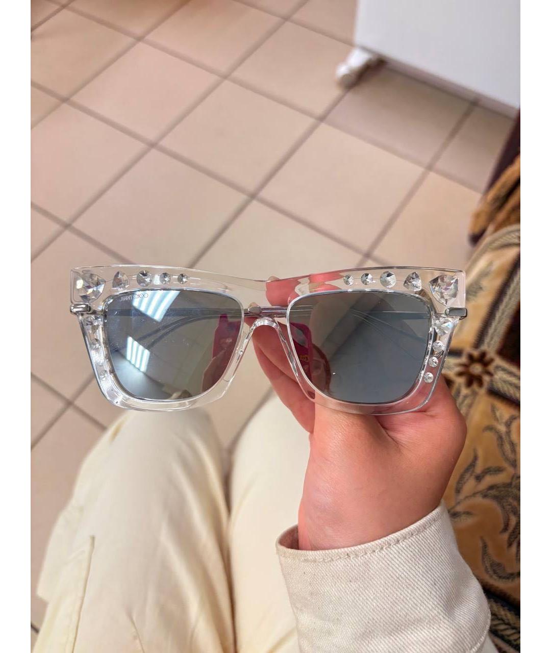 JIMMY CHOO Серебряные пластиковые солнцезащитные очки, фото 2