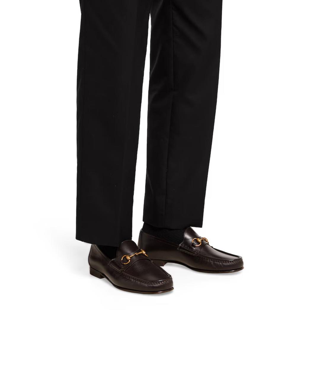 GUCCI Коричневые кожаные лоферы, фото 2