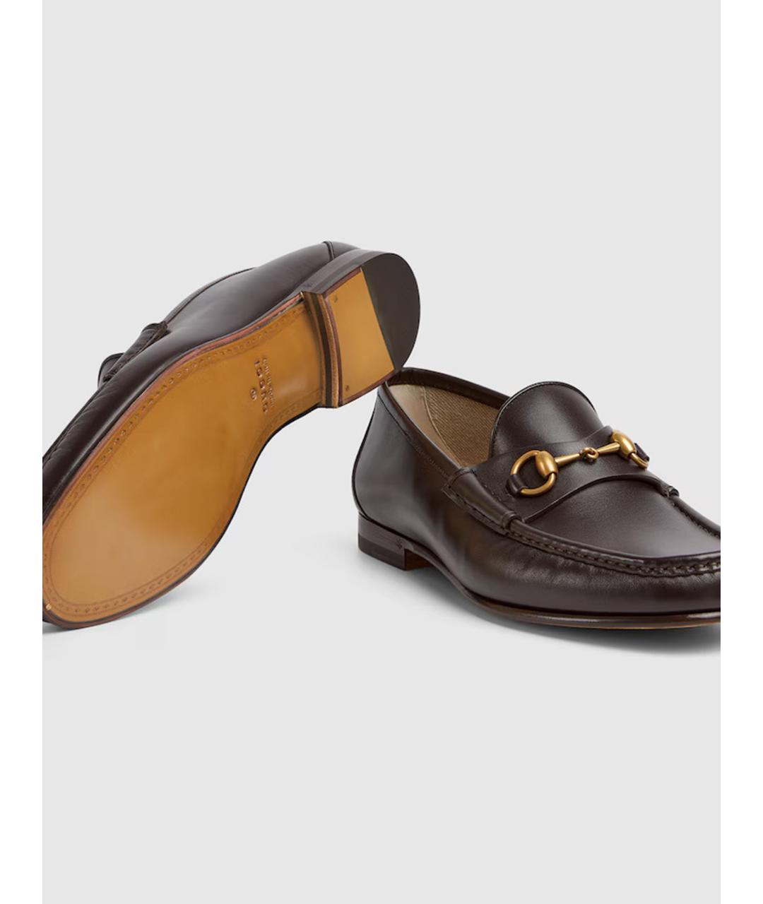 GUCCI Коричневые кожаные лоферы, фото 6