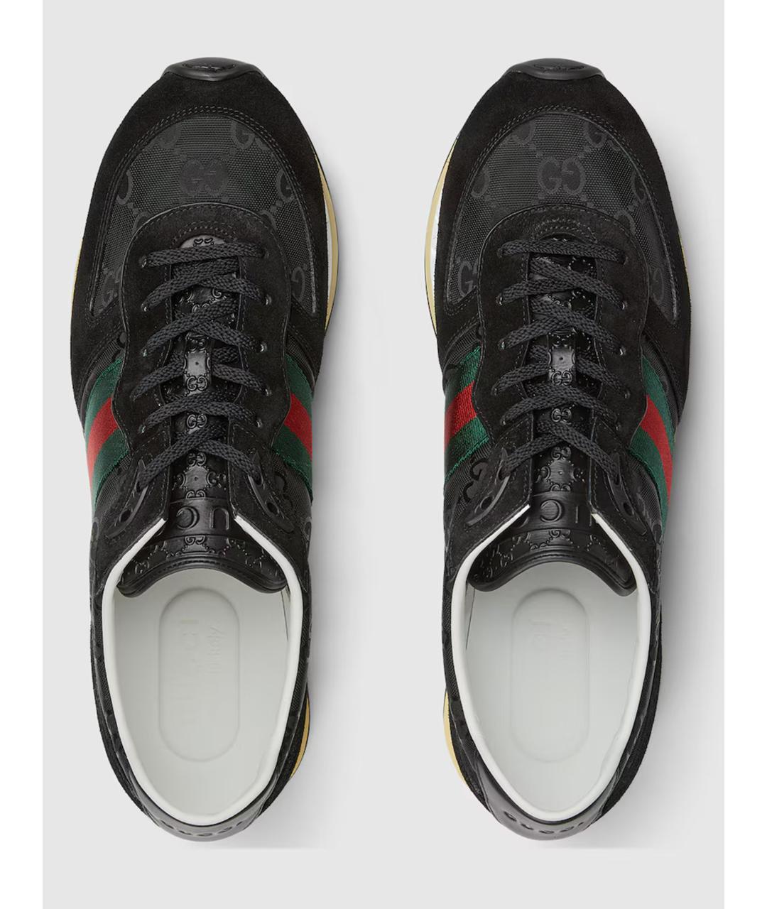 GUCCI Черные текстильные низкие кроссовки / кеды, фото 6