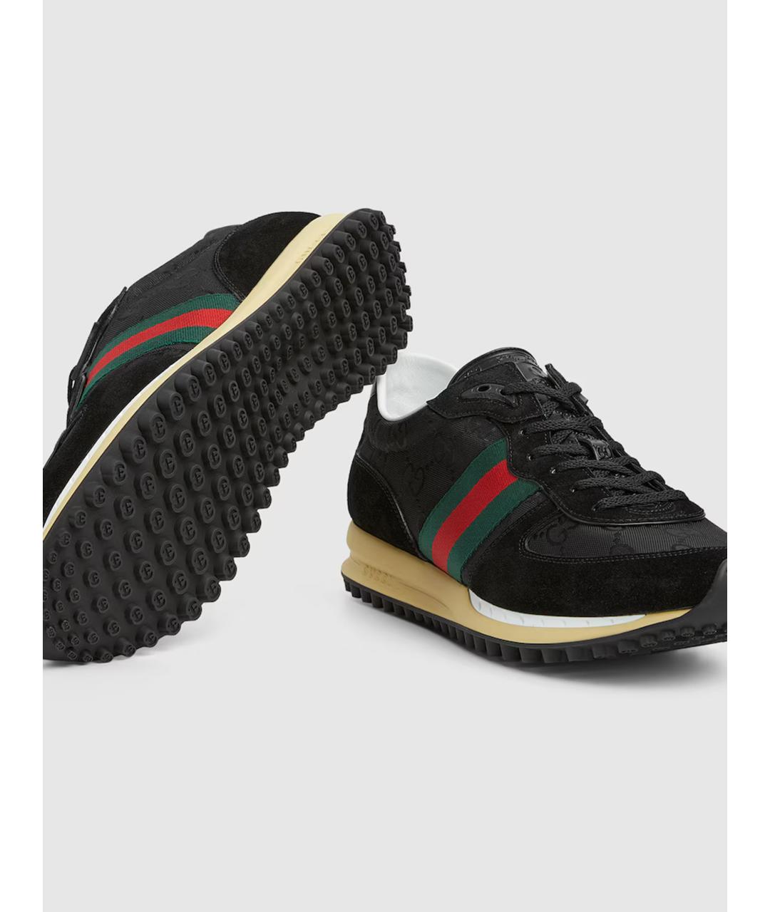 GUCCI Черные текстильные низкие кроссовки / кеды, фото 7