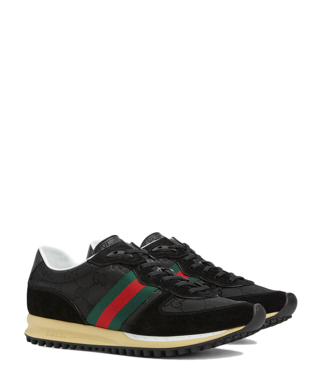 GUCCI Черные текстильные низкие кроссовки / кеды, фото 2