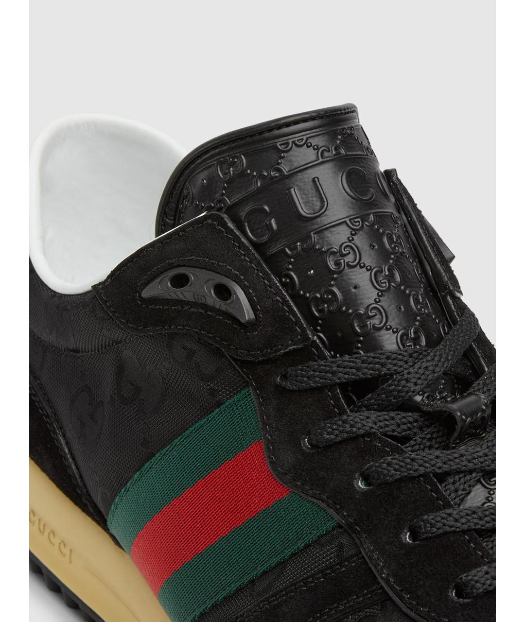 GUCCI Черные текстильные низкие кроссовки / кеды, фото 5