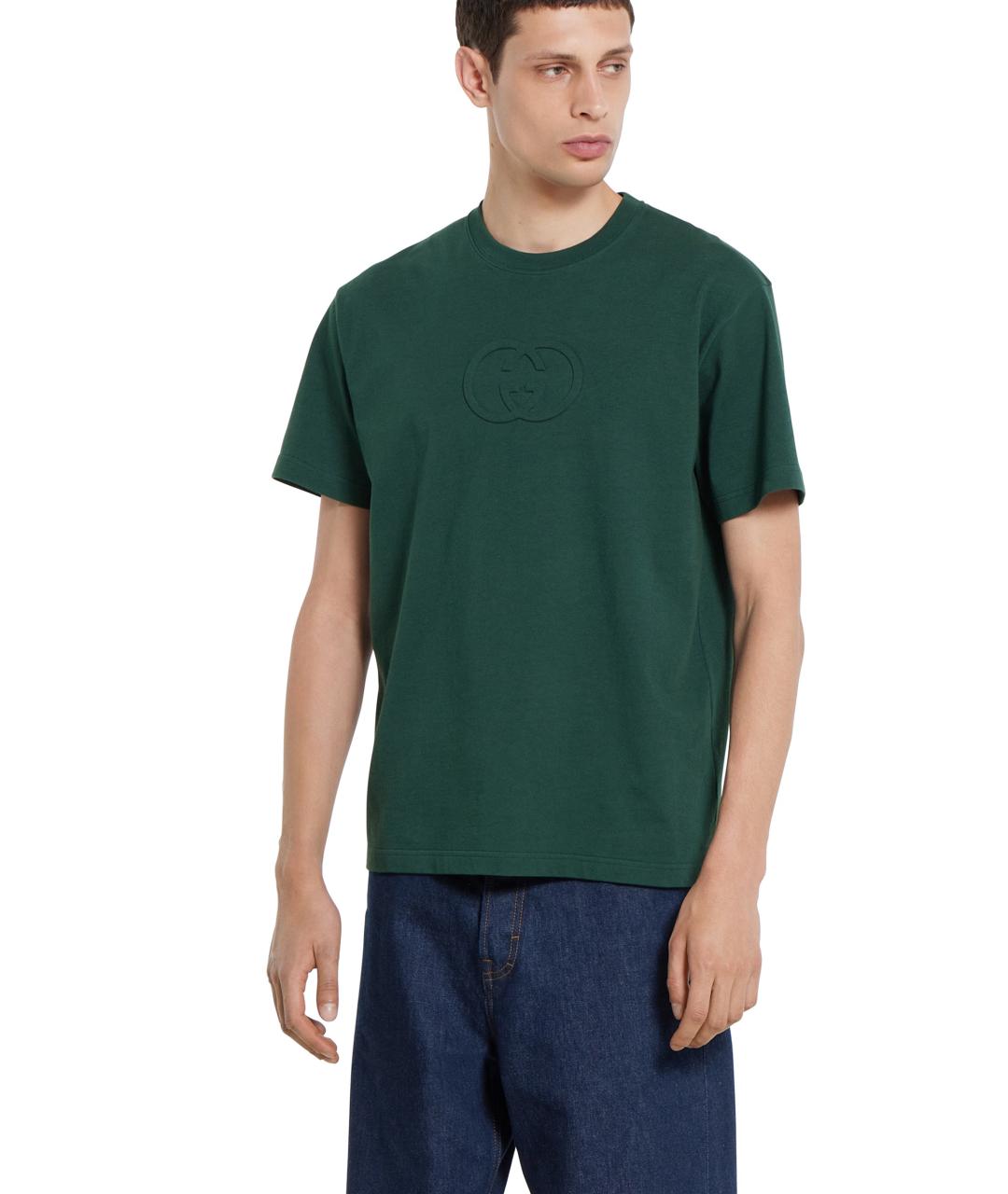 GUCCI Зеленая хлопковая футболка, фото 3