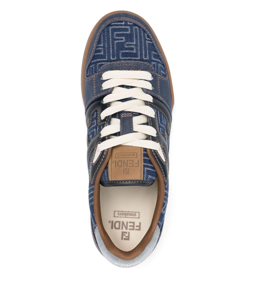 FENDI Синие текстильные низкие кроссовки / кеды, фото 4