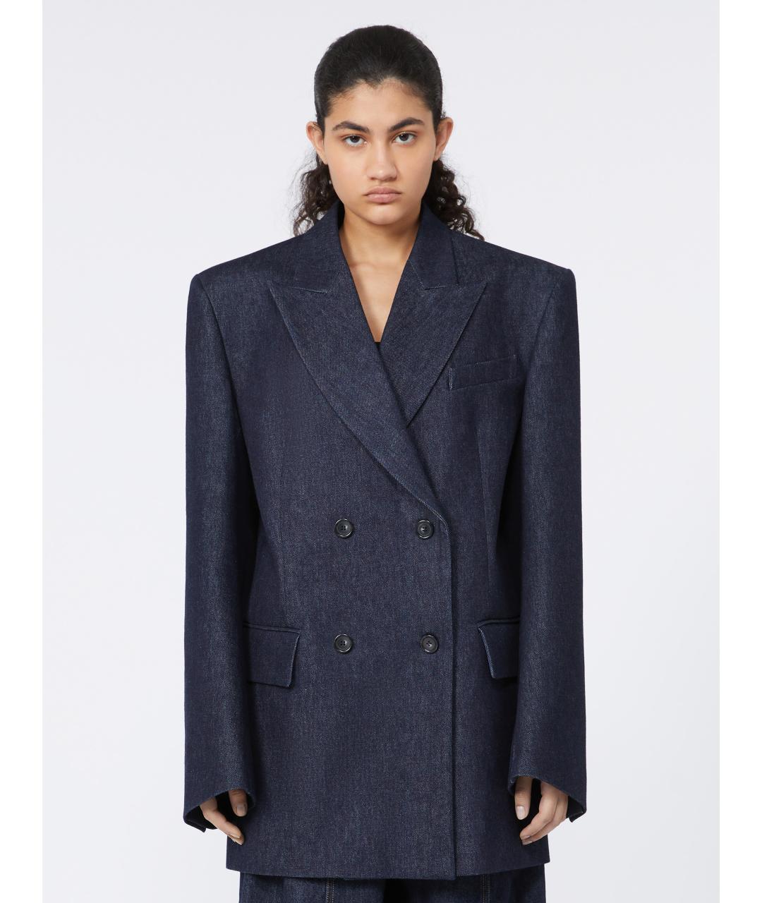 SPORTMAX Синий хлопковый жакет/пиджак, фото 3