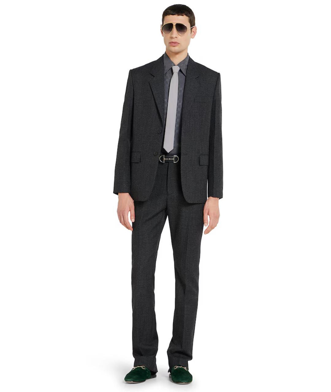 GUCCI Серые шерстяные повседневные брюки, фото 2