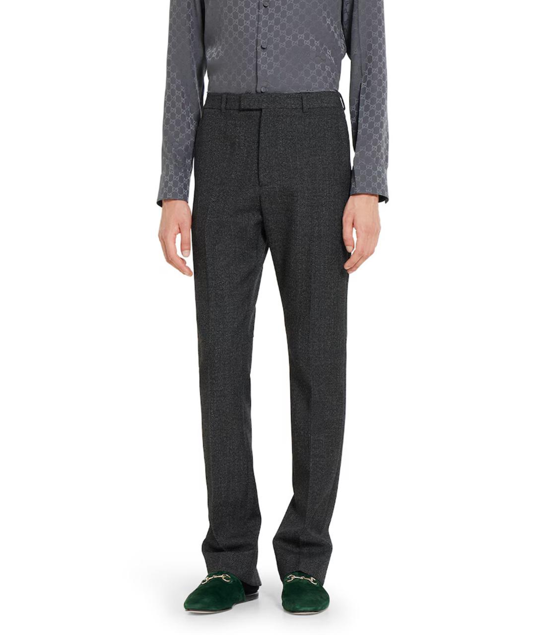 GUCCI Серые шерстяные повседневные брюки, фото 3