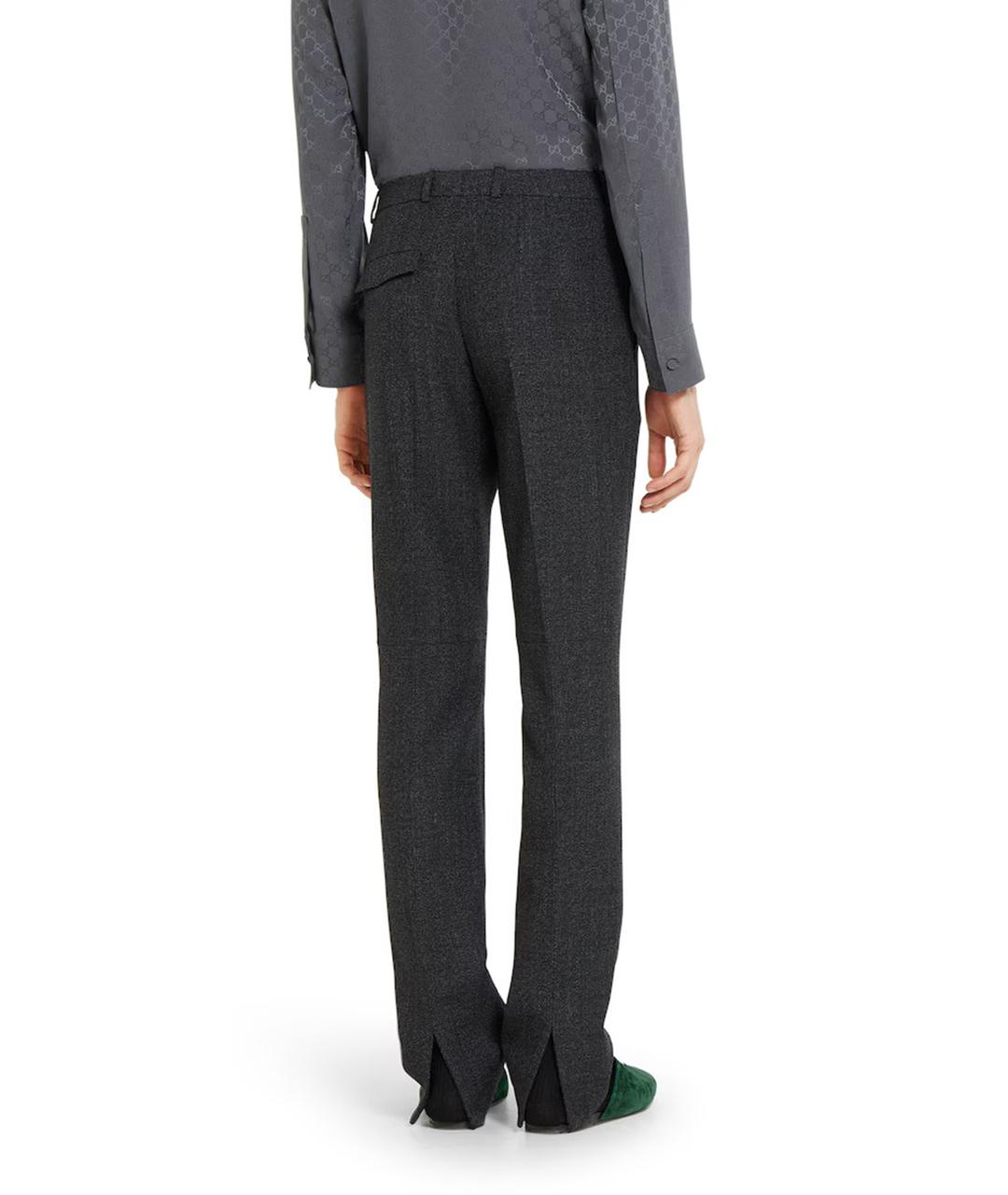 GUCCI Серые шерстяные повседневные брюки, фото 4