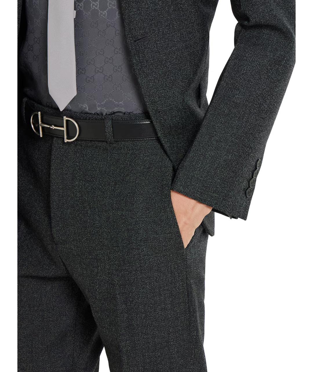 GUCCI Серые шерстяные повседневные брюки, фото 5