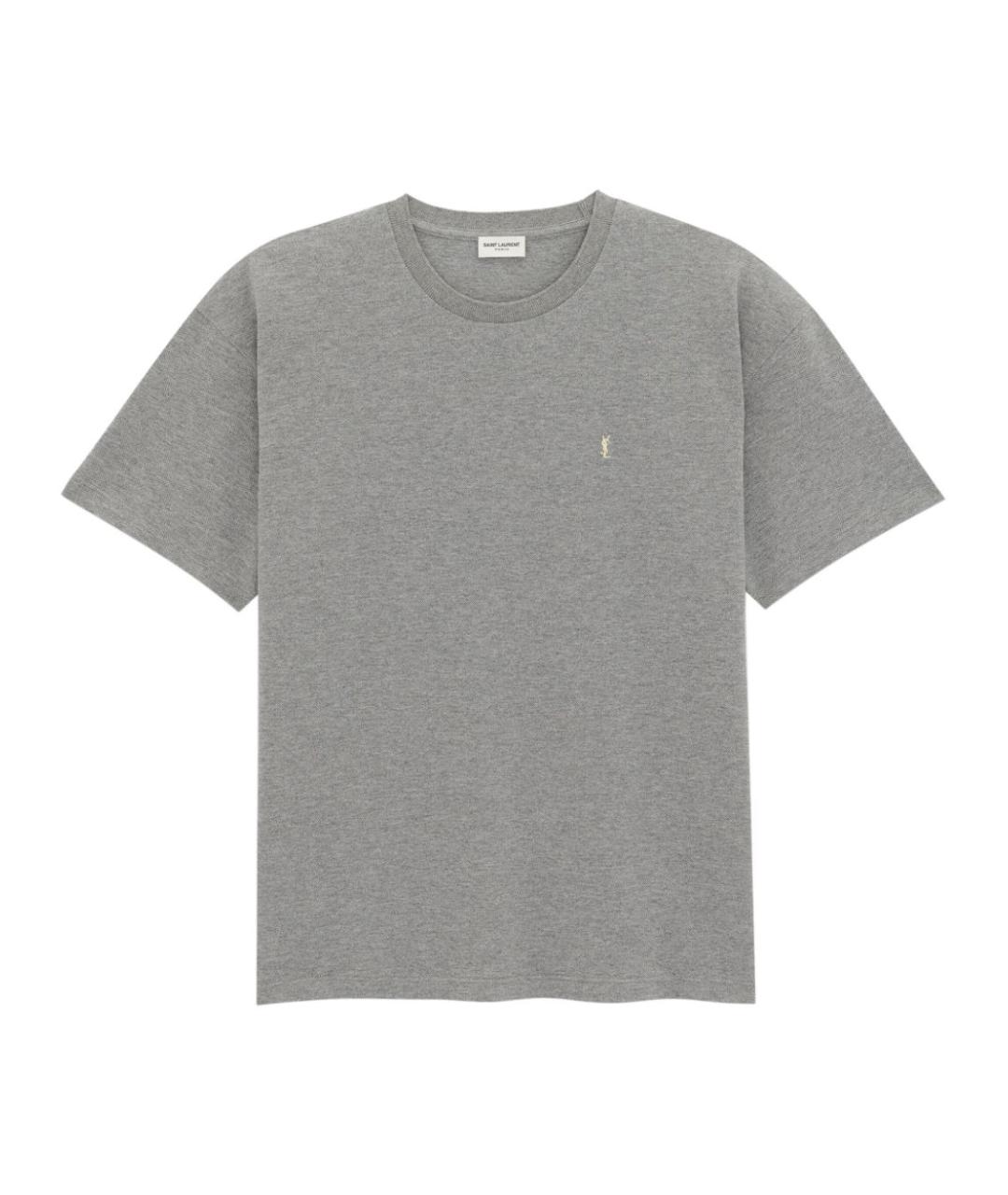 SAINT LAURENT Серая хлопковая футболка, фото 1