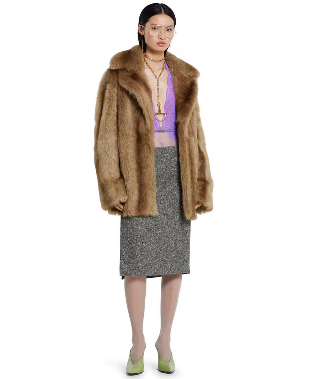 GUCCI Серая шерстяная юбка миди, фото 2