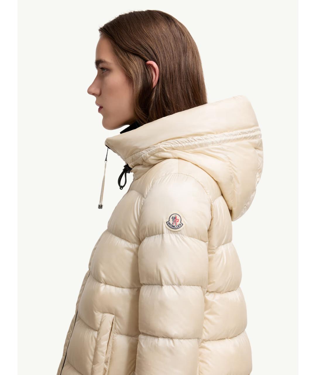 MONCLER Бежевый полиамидовый пуховик, фото 6