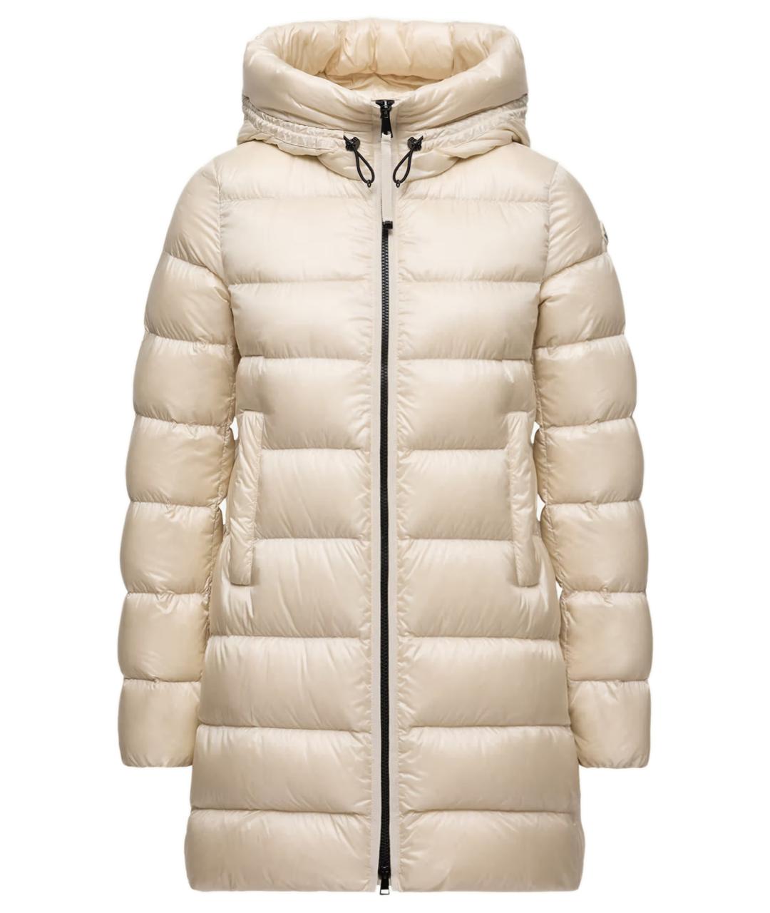 MONCLER Бежевый полиамидовый пуховик, фото 1