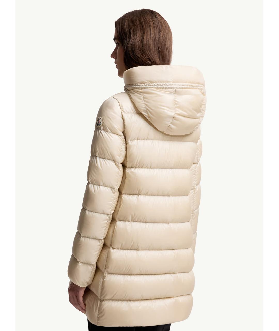 MONCLER Бежевый полиамидовый пуховик, фото 4