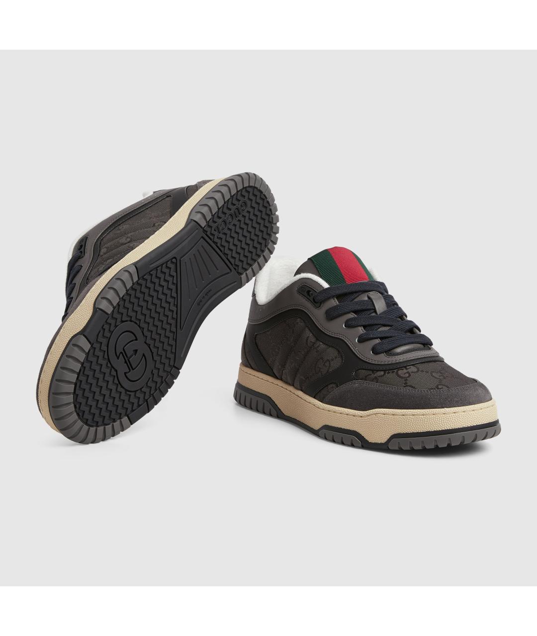 GUCCI Серые текстильные низкие кроссовки / кеды, фото 6