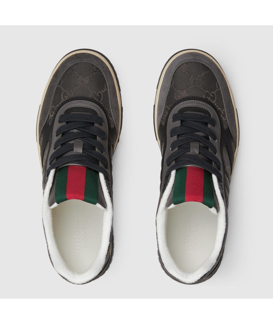 GUCCI Серые текстильные низкие кроссовки / кеды, фото 5