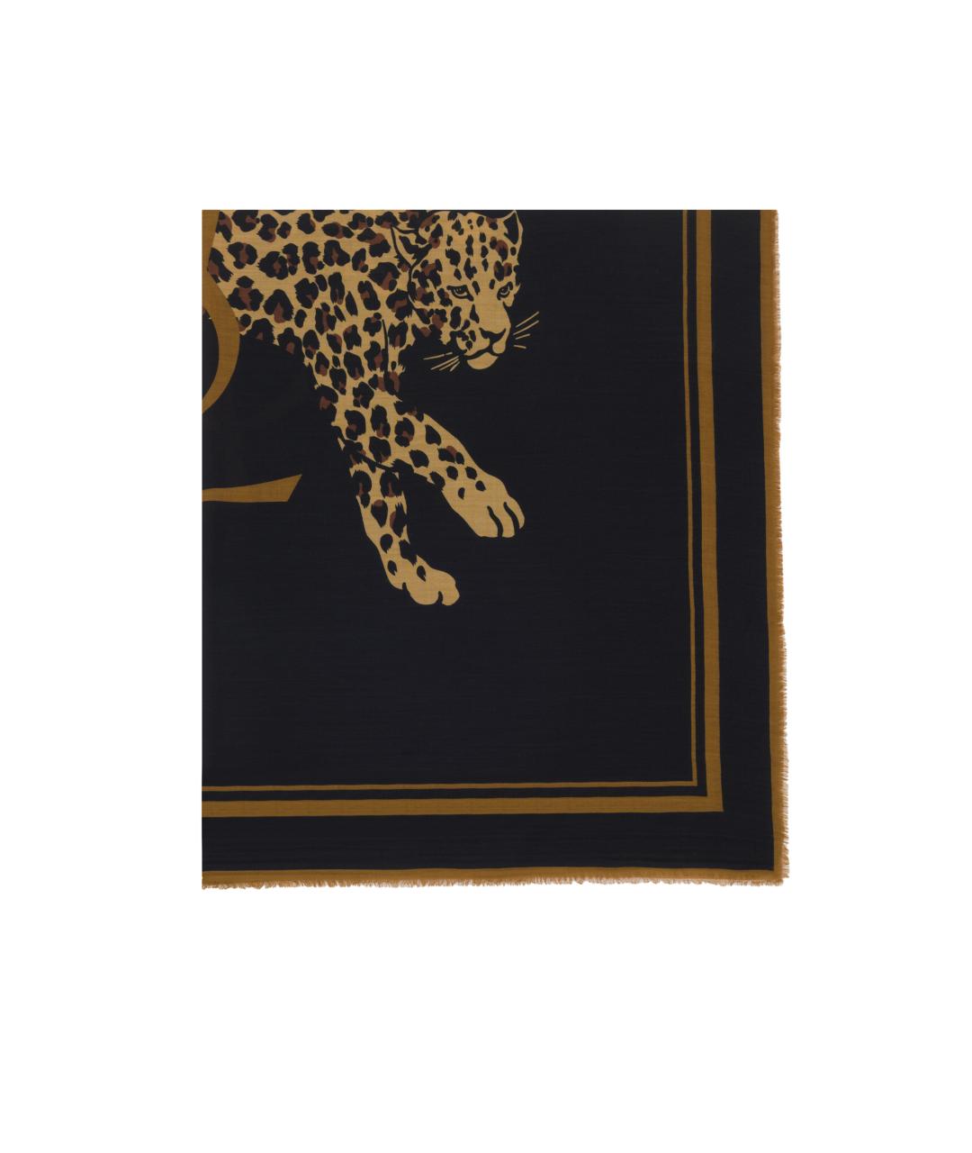 SAINT LAURENT Черный шерстяной шарф, фото 2