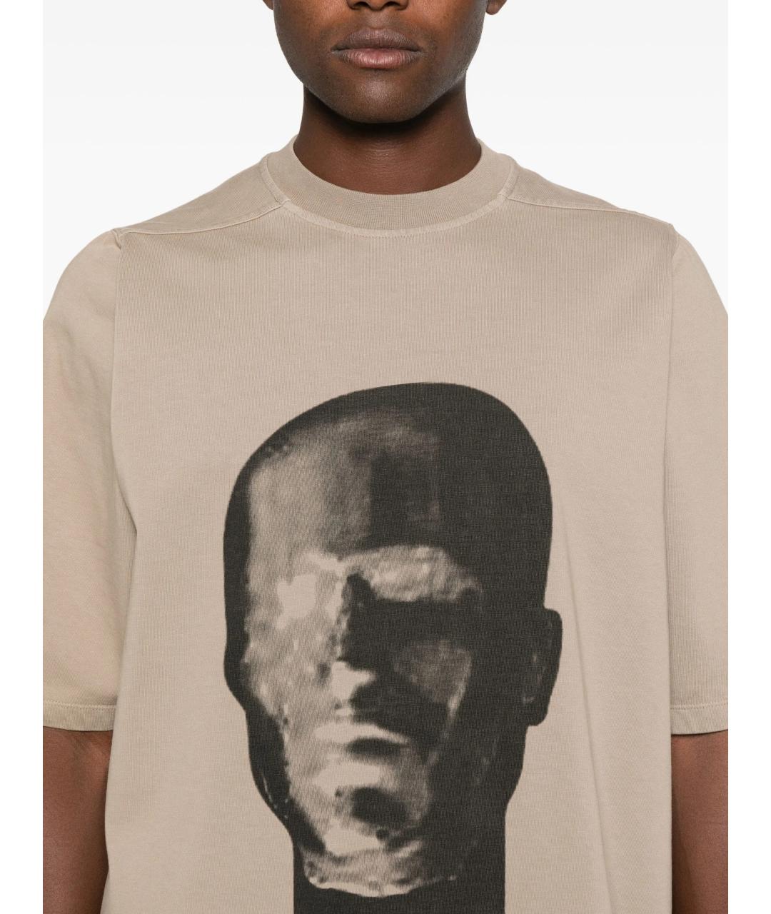 RICK OWENS DRKSHDW Бежевая хлопковая футболка, фото 4