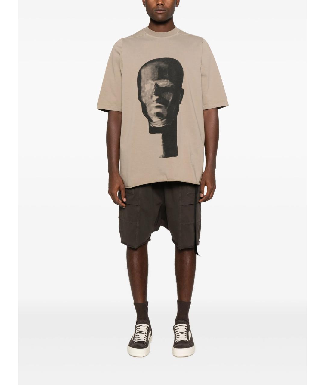 RICK OWENS DRKSHDW Бежевая хлопковая футболка, фото 2