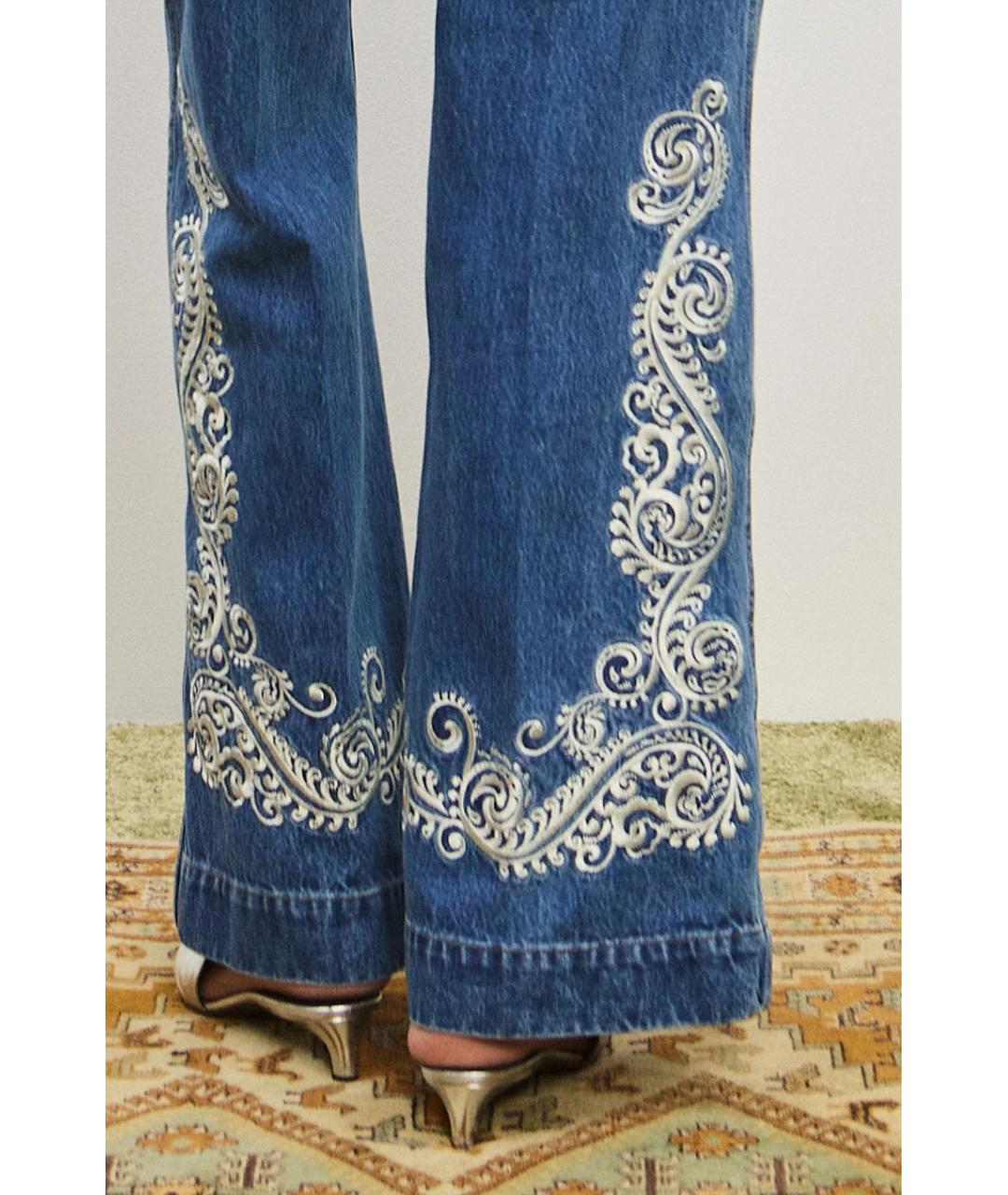 Alemais Синие хлопковые прямые джинсы, фото 5