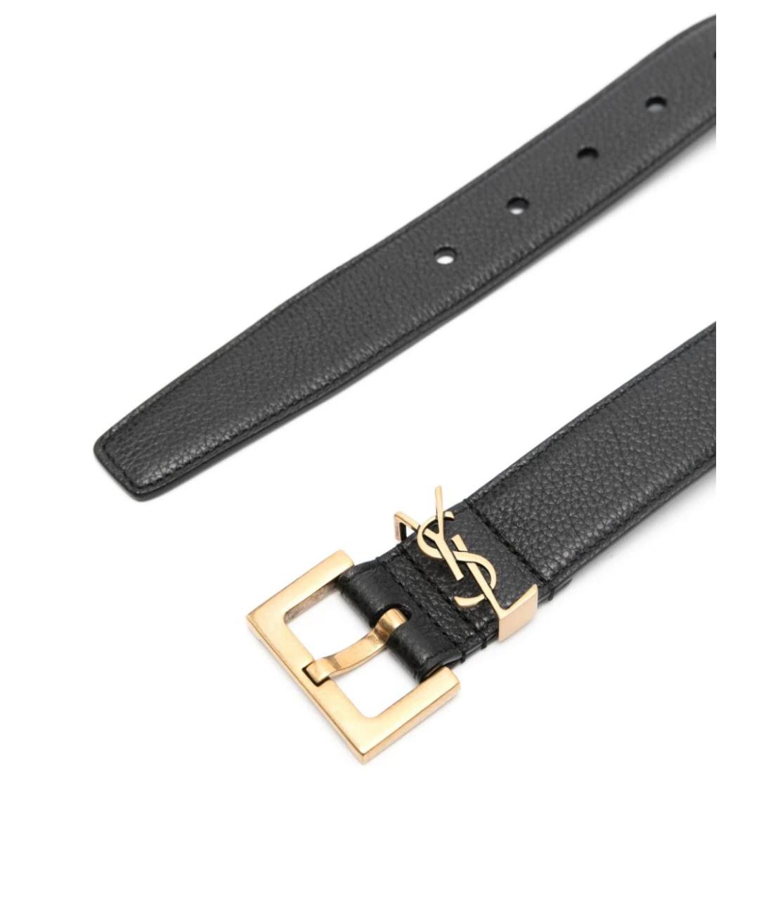 SAINT LAURENT Черный кожаный ремень, фото 2