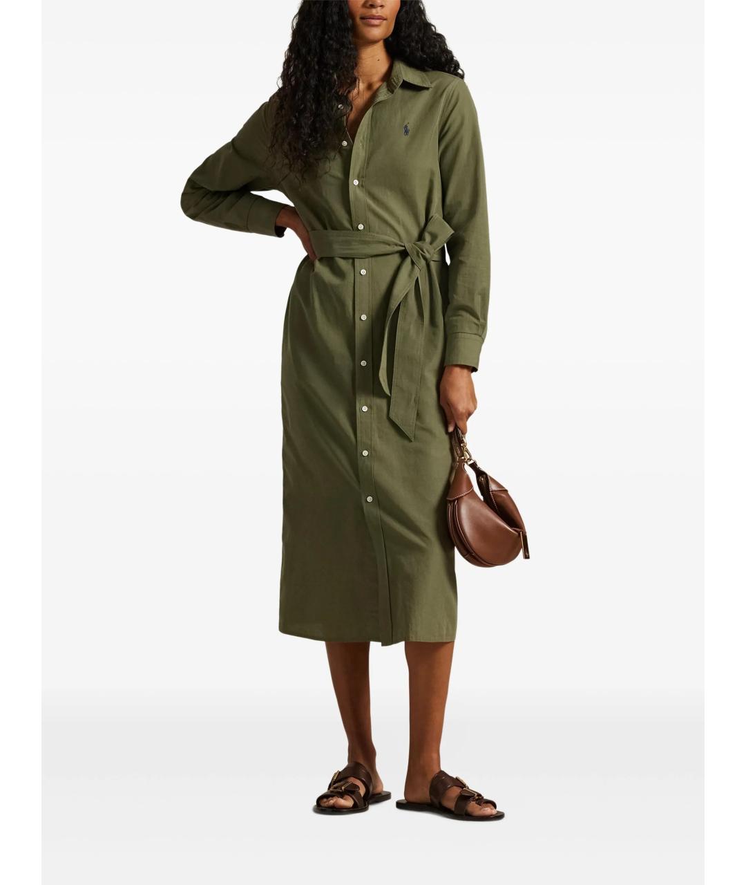 POLO RALPH LAUREN Зеленые хлопковое платье, фото 2