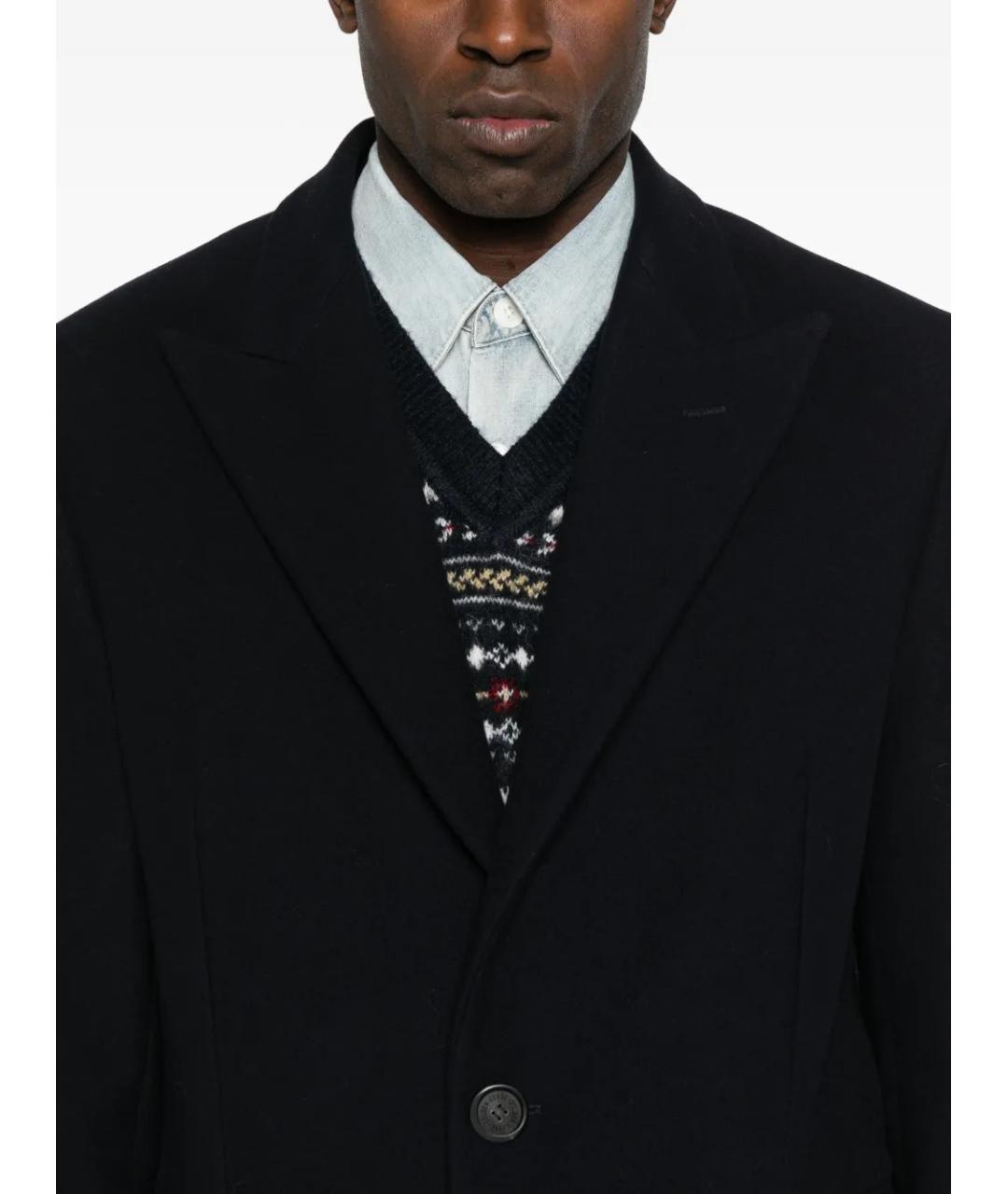 GOLDEN GOOSE DELUXE BRAND Синее шерстяное пальто, фото 5