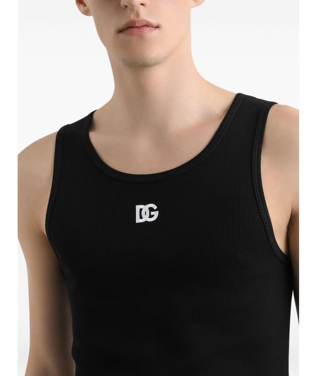 DOLCE&GABBANA Черная хлопковая майка, фото 4