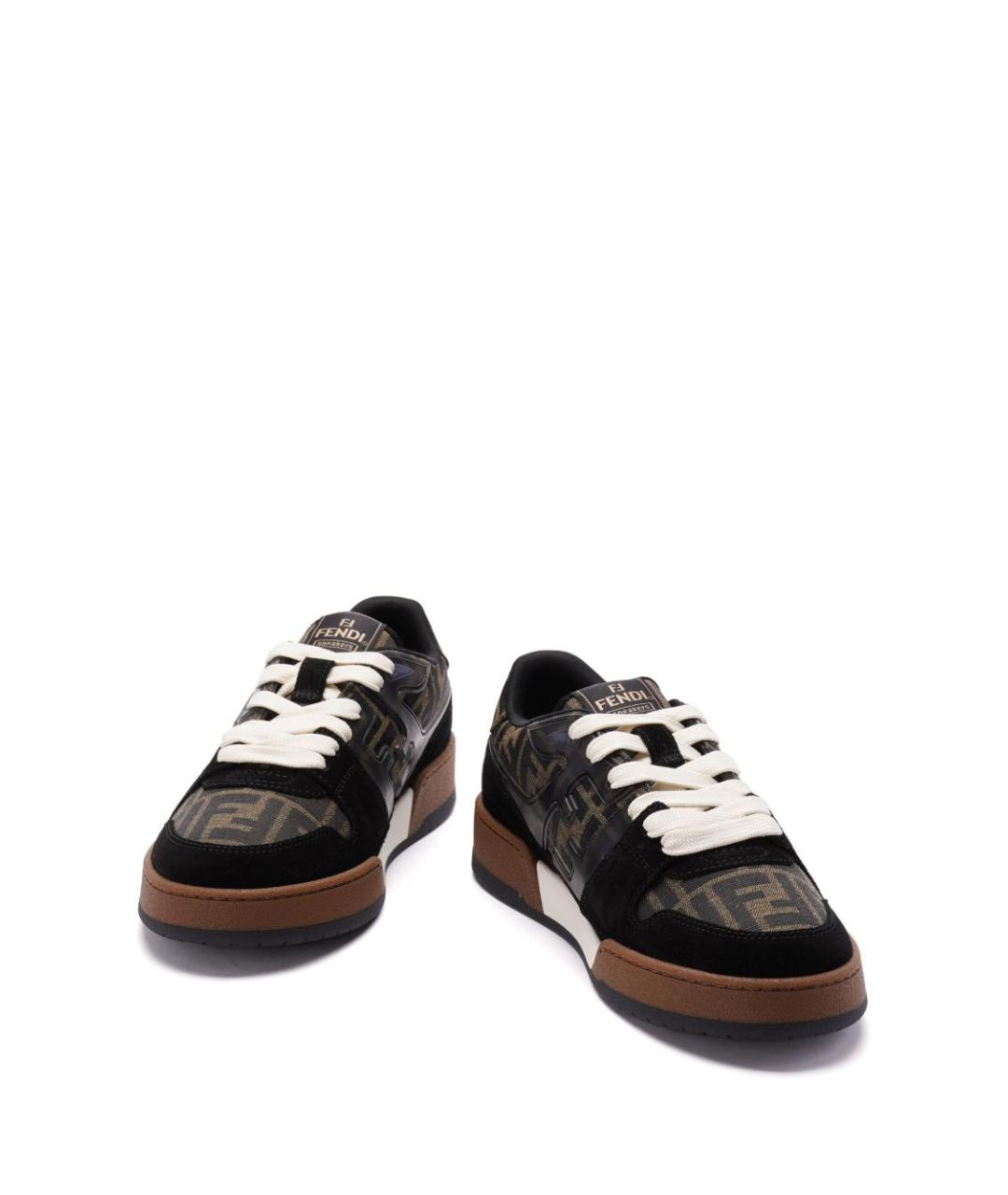 FENDI Коричневые текстильные низкие кроссовки / кеды, фото 6