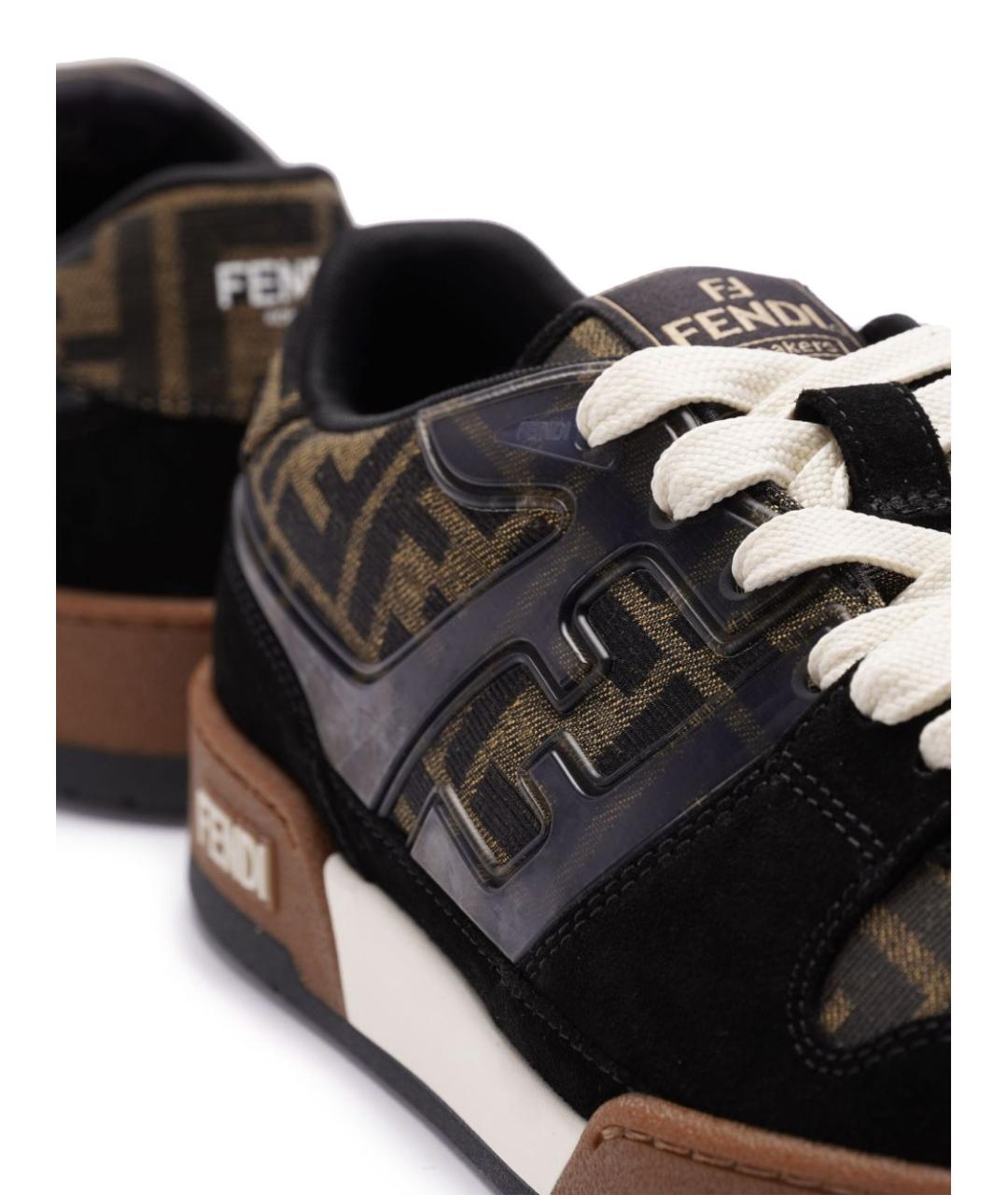 FENDI Коричневые текстильные низкие кроссовки / кеды, фото 2