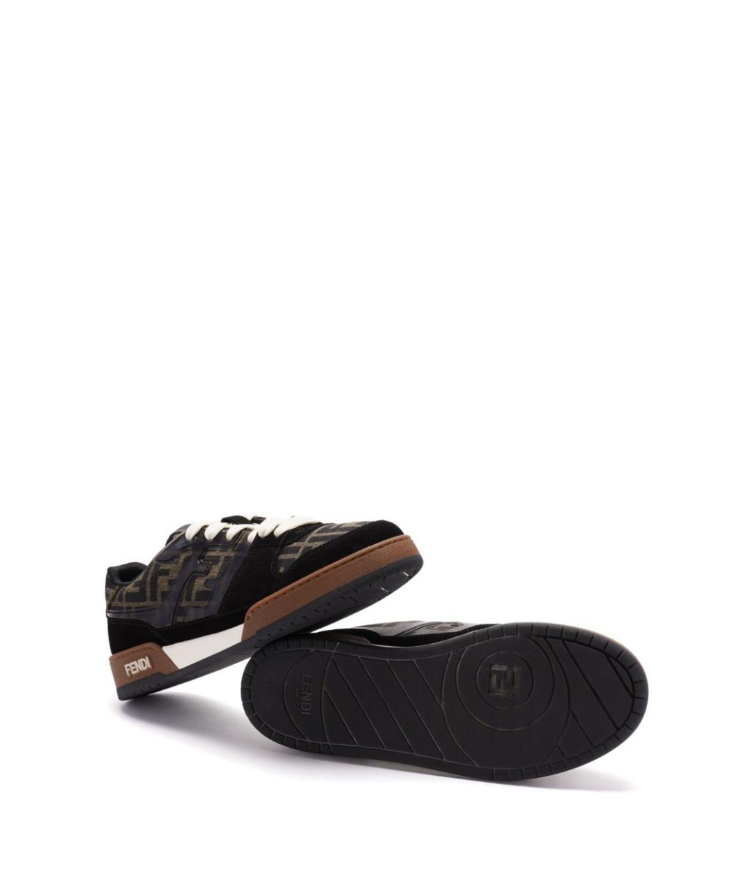 FENDI Коричневые текстильные низкие кроссовки / кеды, фото 4