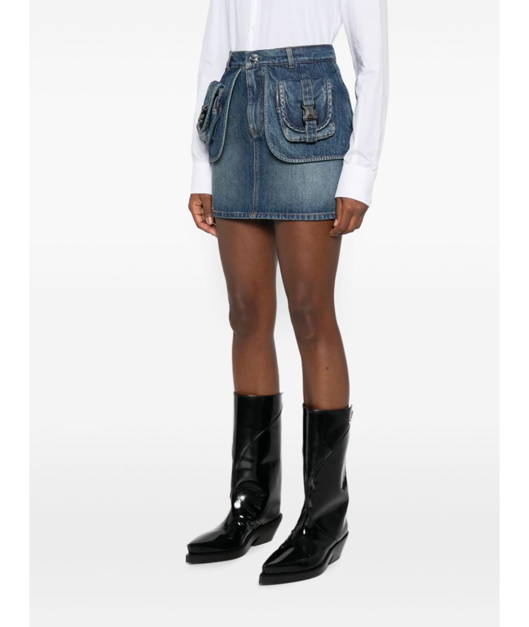 COPERNI Синяя хлопковая юбка мини, фото 3