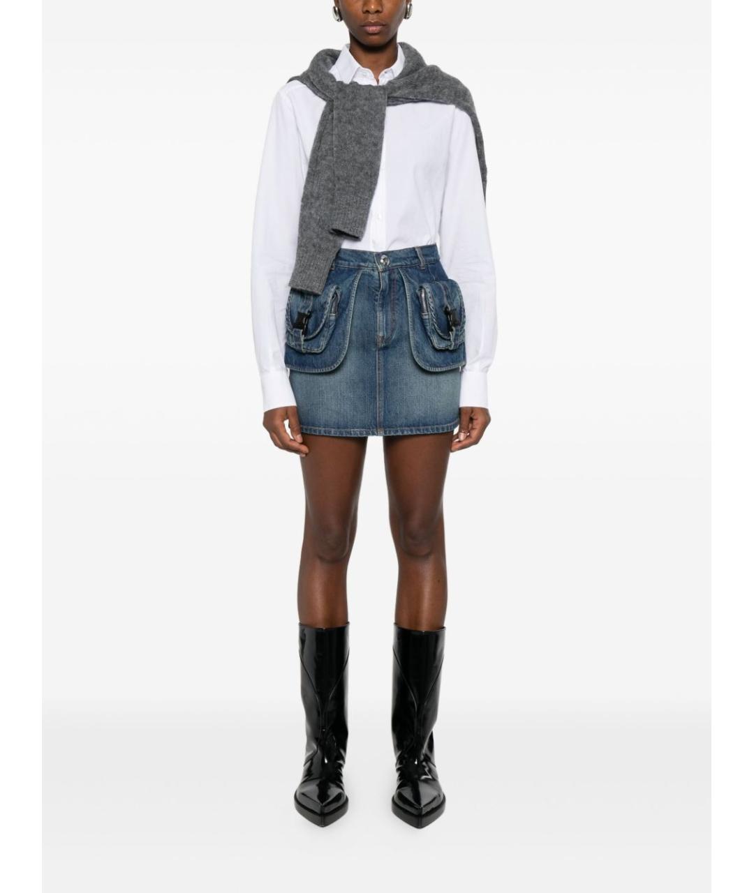 COPERNI Синяя хлопковая юбка мини, фото 2