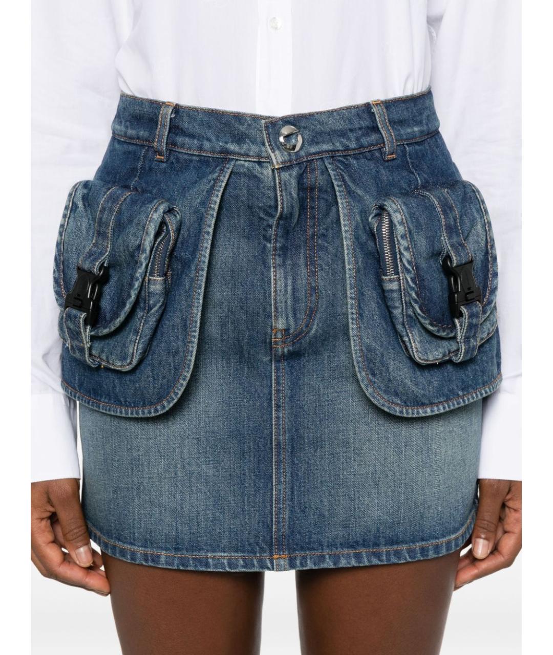 COPERNI Синяя хлопковая юбка мини, фото 5