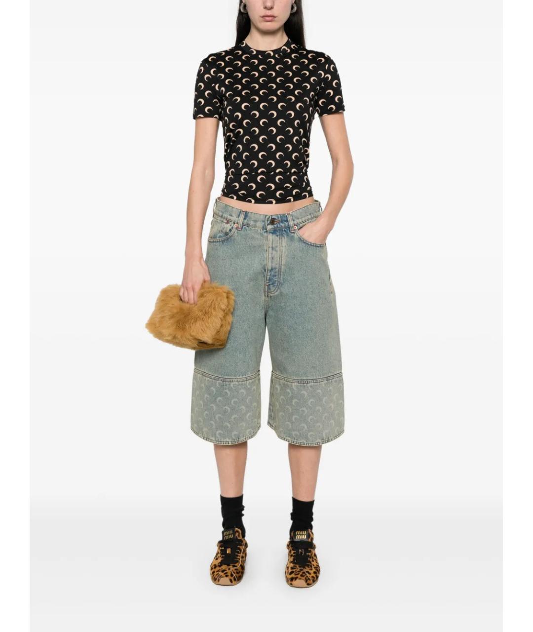 MARINE SERRE Черная полиамидовая футболка, фото 3