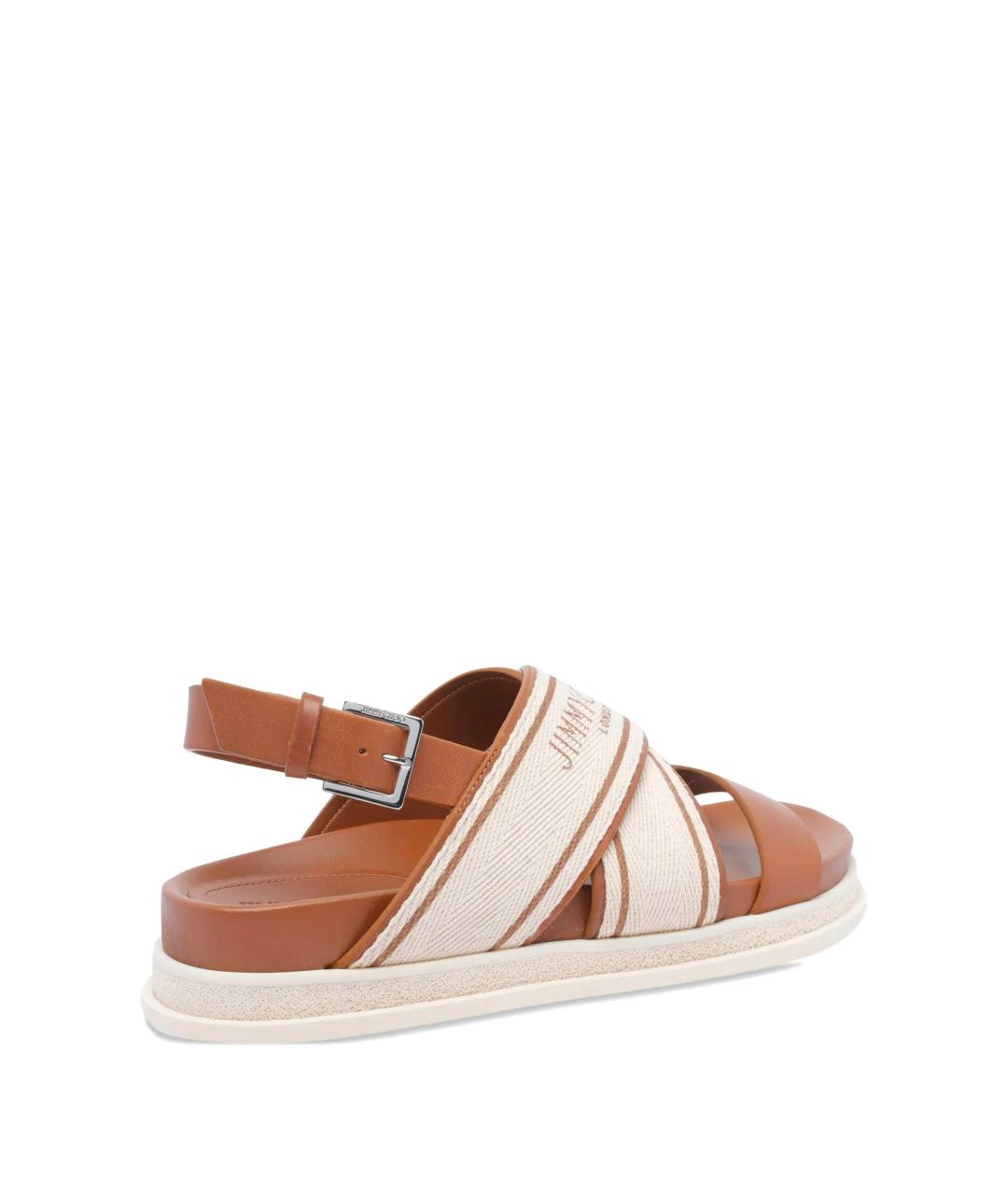 JIMMY CHOO Бежевые текстильные босоножки, фото 3