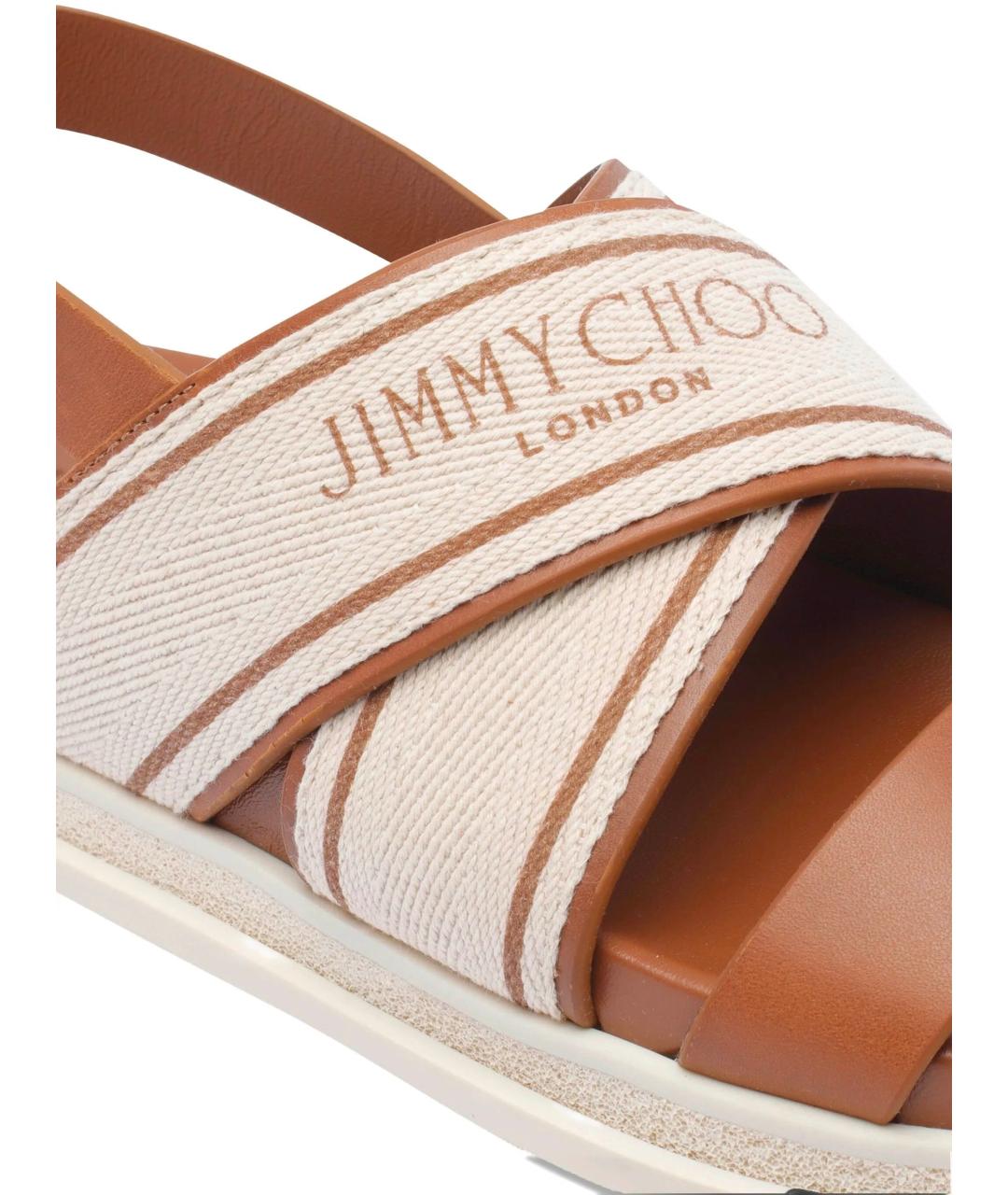 JIMMY CHOO Бежевые текстильные босоножки, фото 4