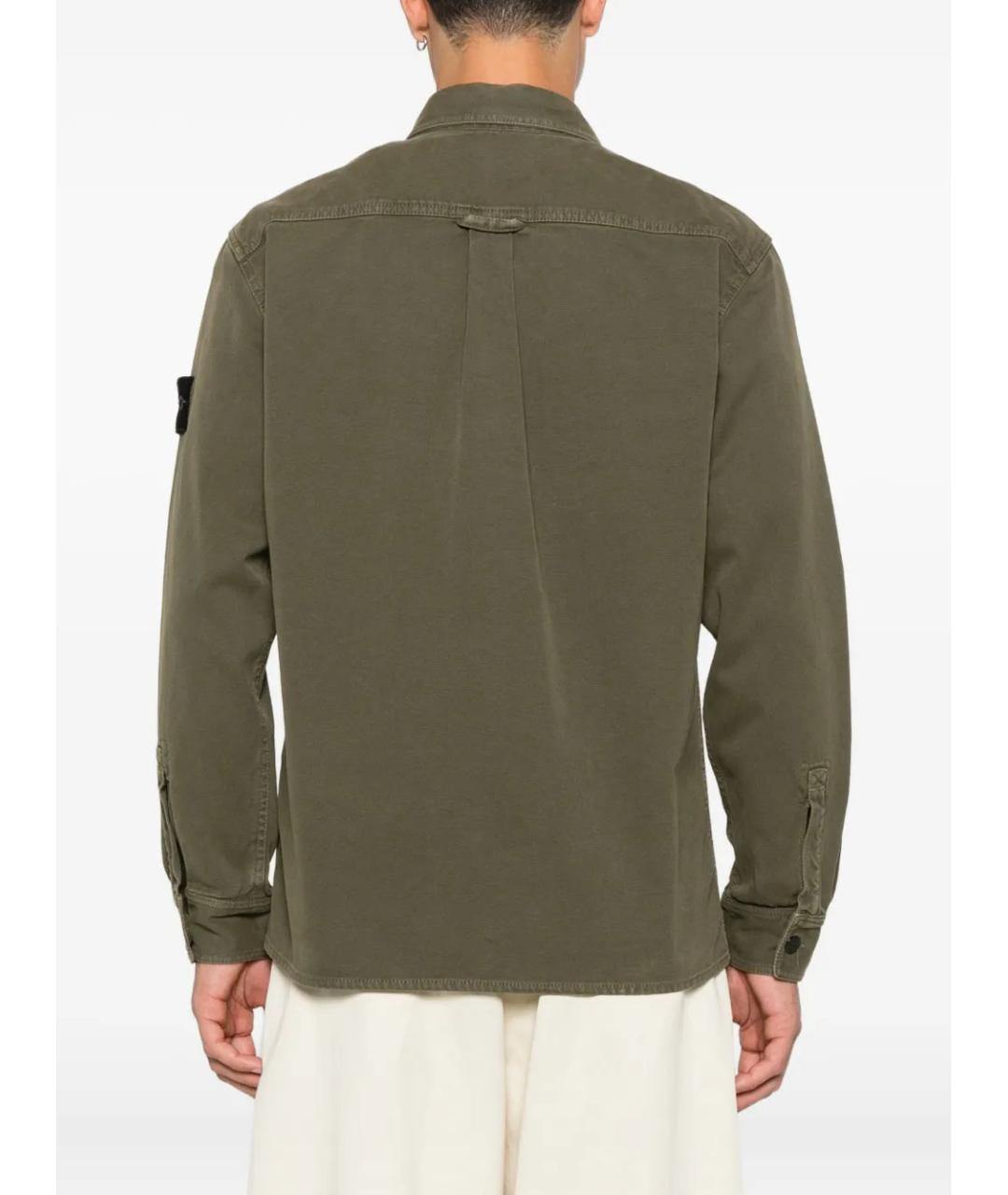 STONE ISLAND Зеленая хлопковая кэжуал рубашка, фото 4