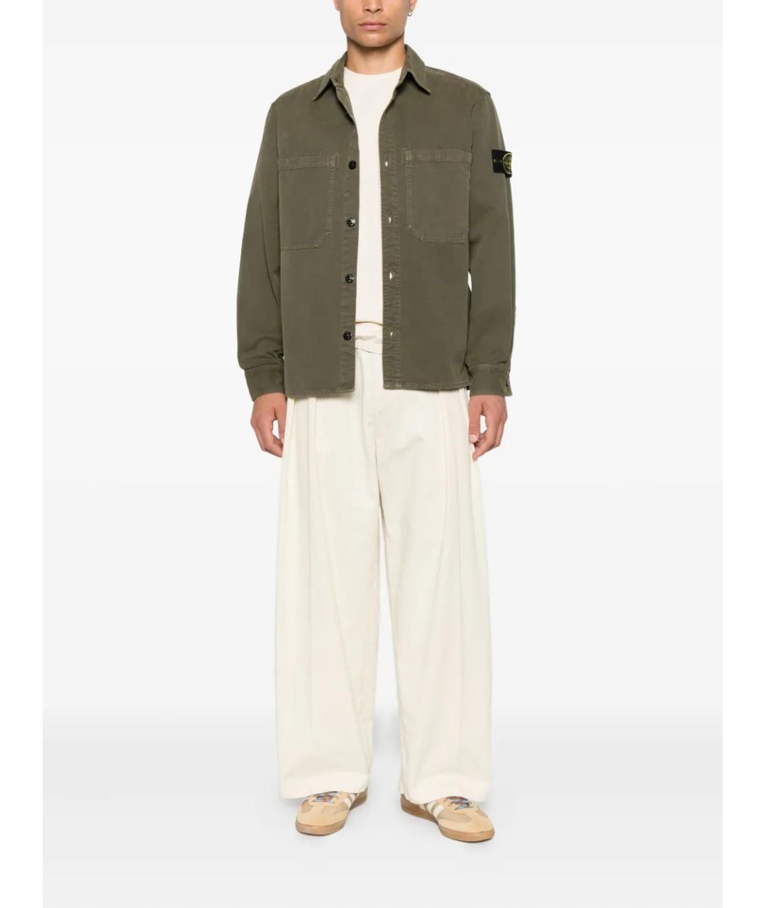 STONE ISLAND Зеленая хлопковая кэжуал рубашка, фото 2