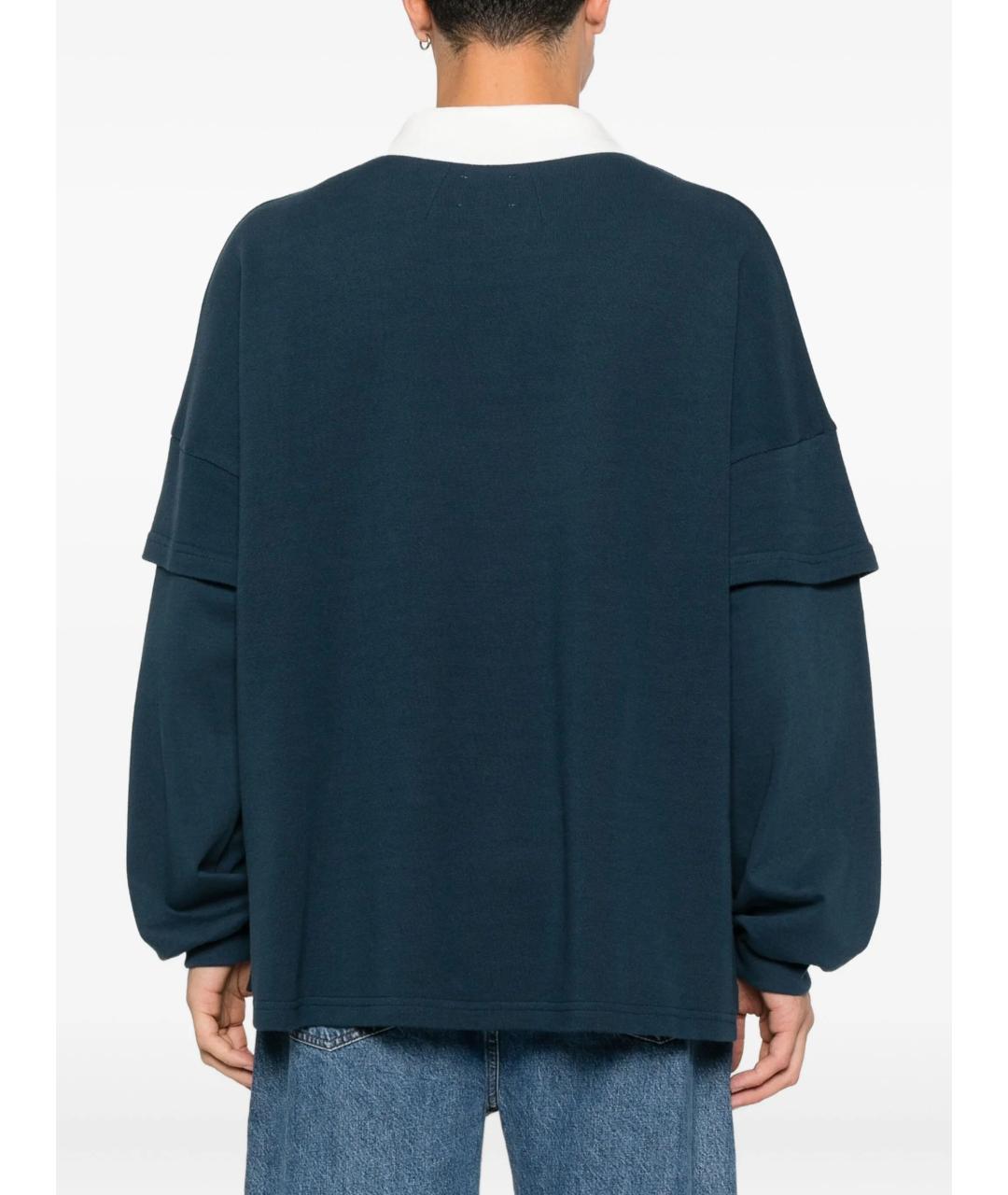 RHUDE Синее хлопковое поло с длинным рукавом, фото 4