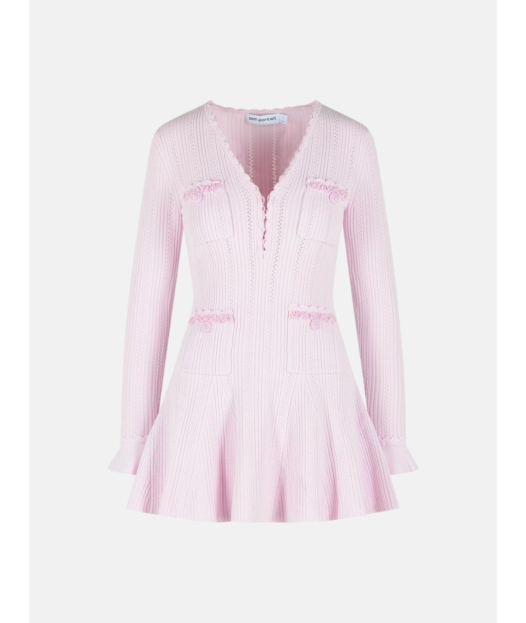 SELF-PORTRAIT Розовое вискозное повседневное платье, фото 7