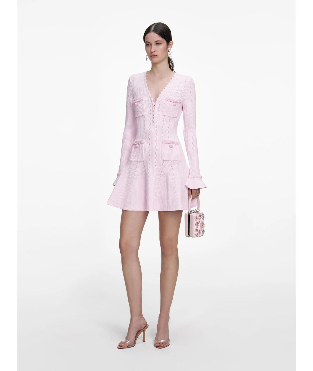 SELF-PORTRAIT Розовое вискозное повседневное платье, фото 3