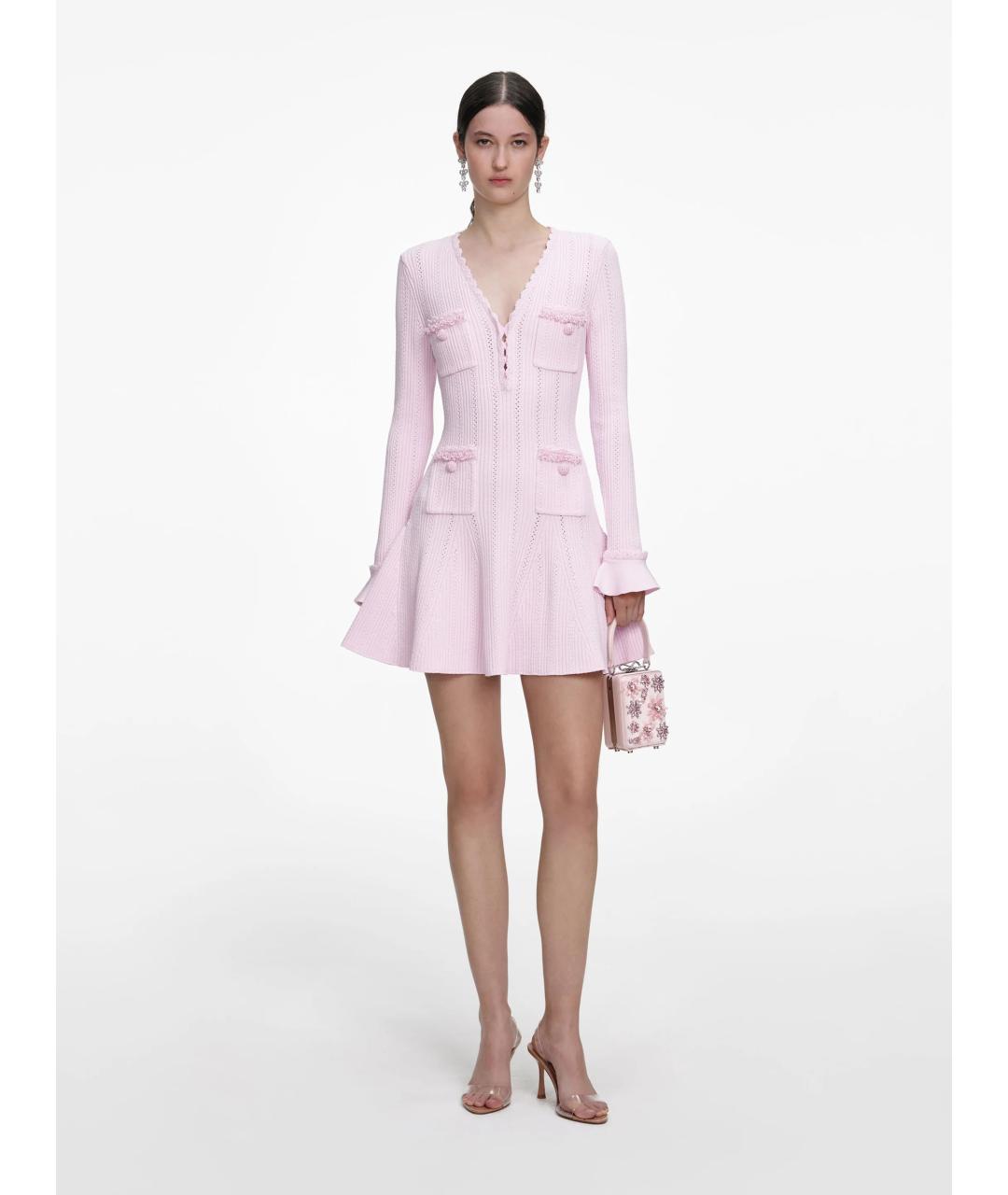 SELF-PORTRAIT Розовое вискозное повседневное платье, фото 2