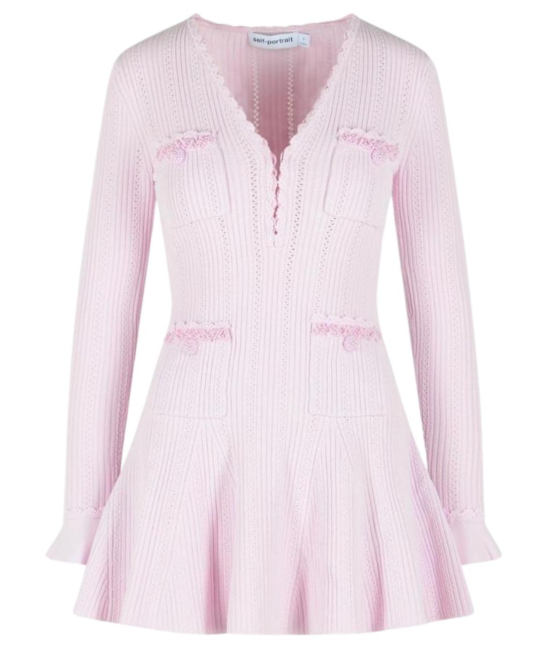 SELF-PORTRAIT Розовое вискозное повседневное платье, фото 1