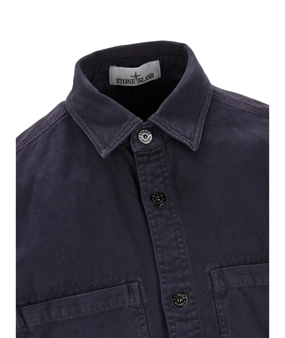 STONE ISLAND Синяя хлопковая кэжуал рубашка, фото 4