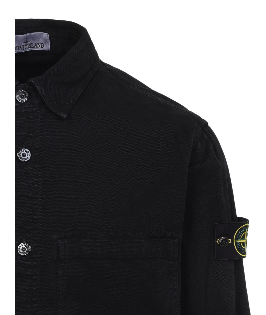 STONE ISLAND Черная хлопковая кэжуал рубашка, фото 3