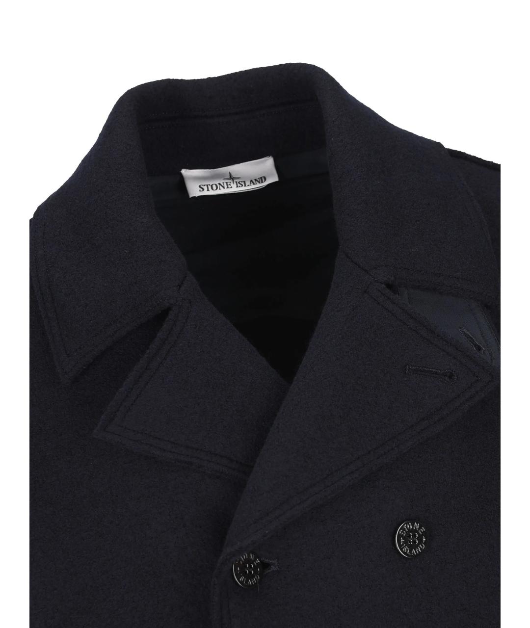 STONE ISLAND Синее шерстяное пальто, фото 4